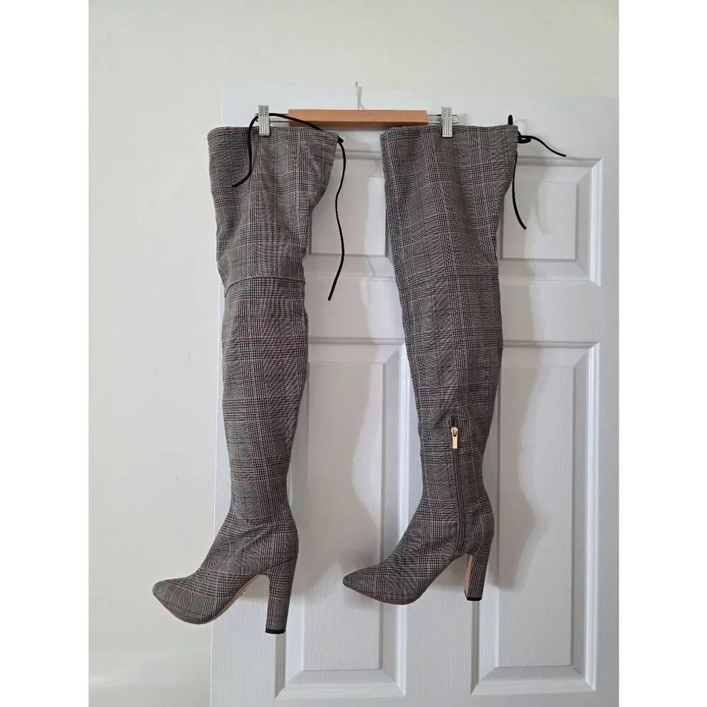 RAYE x STONE_COLD_FOX Foxy Over the Knee Boot in Grey Multi 8.5
